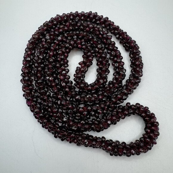 Stunning Natural Red Garnet Nugget Beaded Long Necklace 34" - Picture 11 of 11